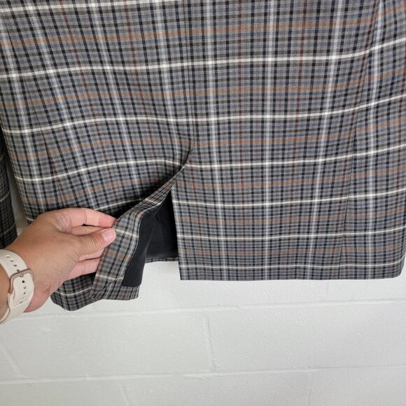 Tibi Blazer Womens 0 Gabe Check Cutout Menwear Wool Oversized Career Workwear - Picture 9 of 14